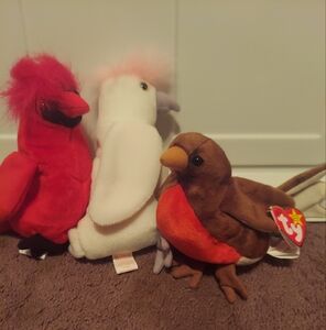Beanie Baby Birds, Mac, Kuku And Early